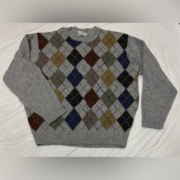 Crocodile Personally Designed Vtg 90th Men's Large Wool Argyle Pattern Sweater